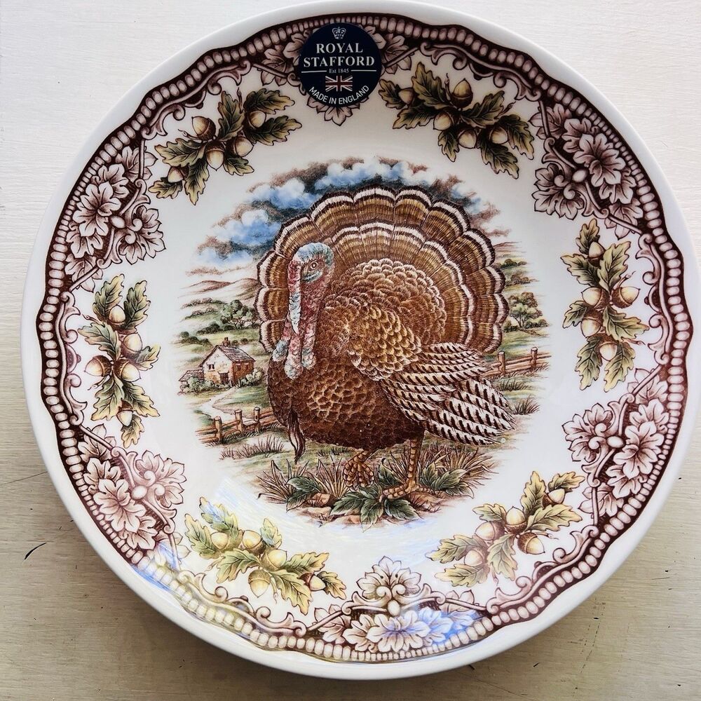 NEW 6 Royal Stafford Thanksgiving Brown Harvest Turkey Bowls England - RARE!